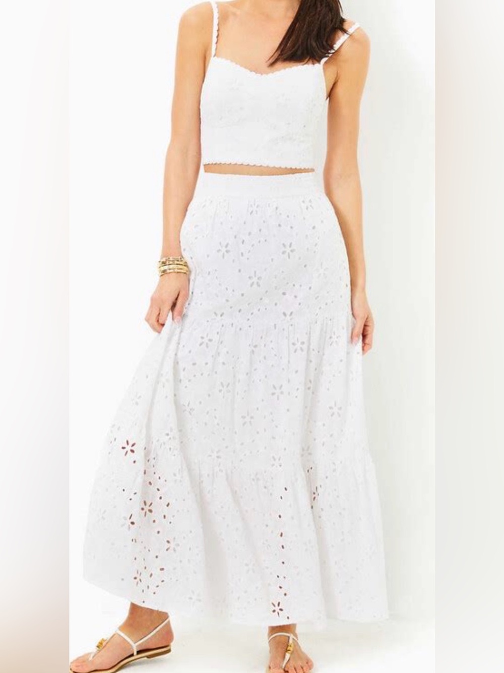 Lilly Pulitzer Winslow maxi set Resort White Eyelet EUC